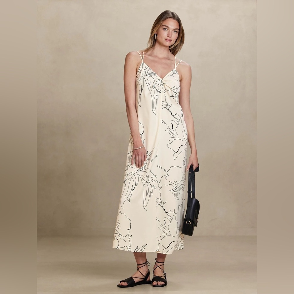 Banana Republic Twist Front Midi Slip Dress